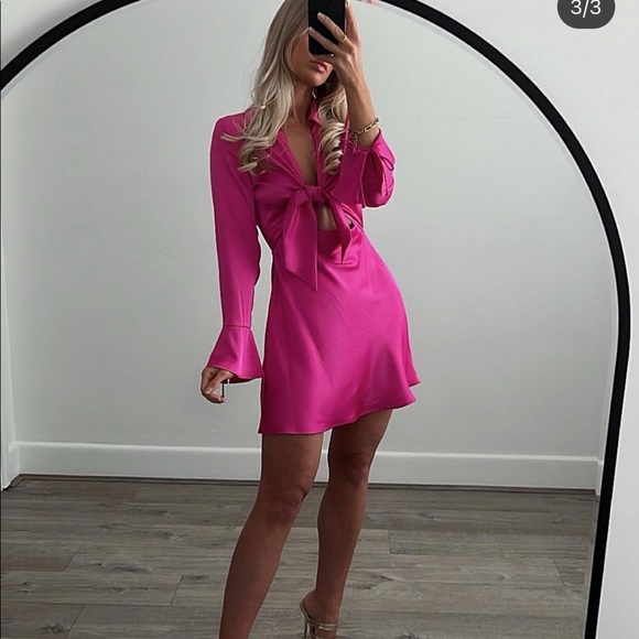 Zara SATIN EFFECT MINI DRESS - Picture 9 of 16